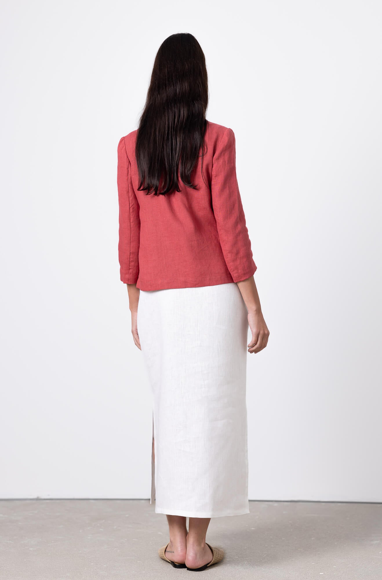 Women's Linen Jacket Chloe – Red Minimalist Linen Blazer