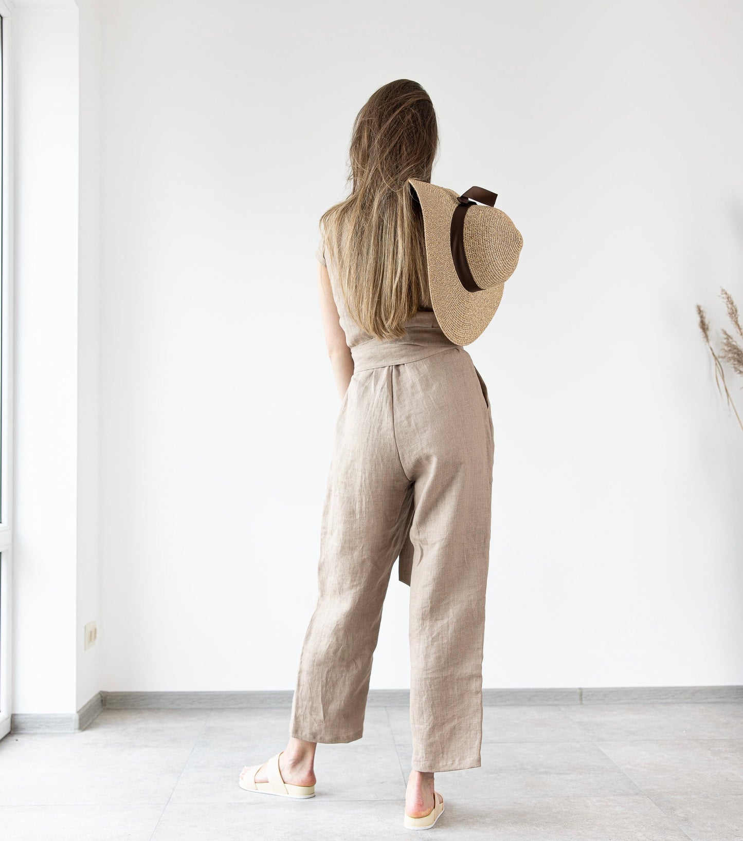 Linen wrap jumpsuit MILA with belt