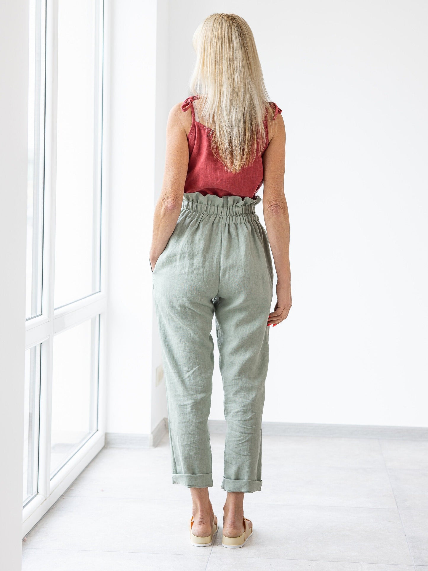 High Waisted Linen Pants Bella