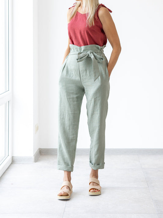 High Waisted Linen Pants Bella